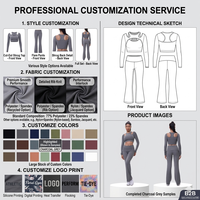 Conjunto de yoga de dos piezas Hingto con logotipo personalizado, top corto de manga larga con aberturas de rayón suave y spandex para mujer, y pantalones acampanados de cintura alta.