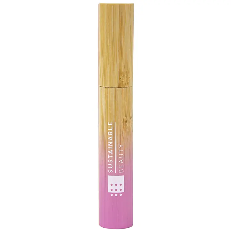 Logotipo personalizado Bambu Lip Glaze Lipgloss Tubo Eyeliner Mascara Tubo Rosa Redondo Lip Gloss Tubo Com Escova Grande