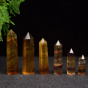 Vente en gros : Pointe de cristal naturel en forme de tour, pointe de fluorite jaune, obélisque, pointe de pierre précieuse en vrac pour l'artisanat et la décoration intérieure - Product Image 5