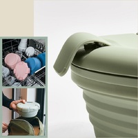 1100ml Pliable Pique-Nique Boîte À Lunch avec Couvercle Pliable Saladier Portable Silicone Pliant Boîte À Lunch