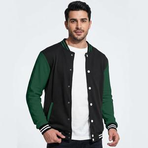 Jacket Embroidery Logo Leather Sleeves Wool Letterman Varsity Jacket <b>Men</b> Baseball Jacket for Unisex - Product Image 1