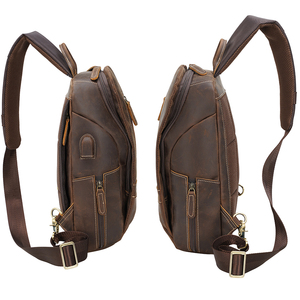 กระเป๋าสะพายสายเดี่ยวสำหรับผู้ชายสไตล์วินเทจสำหรับใส่ทุกวันกระเป๋าหนัง <span class=keywords><strong>Crazy</strong></span> Horse แท้ - Product Image 2