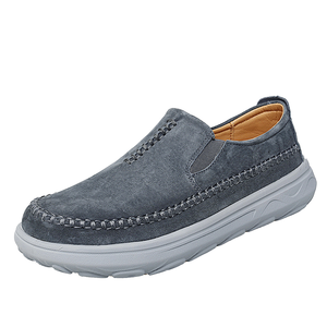 Mocasín informal para hombre hecho a mano de gran tamaño de cuero genuino superior ligero transpirable Plantilla de goma antideslizante - Product Image 1