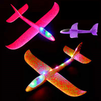Avion en mousse de grande taille Jouet lumineux Avion lancé à la main 48cm Modèle d'avion Planeur pour enfants