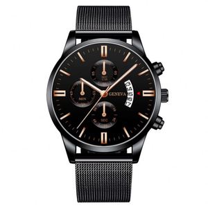 Popular Style Fashion Three-Eye Calendar Men's Watch Stainless Steel Mesh Belt Milan - Product Image 5