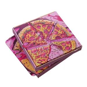 Factory price high quality custom packaging price order online hot and fresh pink square pizza boxes for restaurant