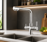 Robinet de cuisine à double poignée avec filtre purificateur d'eau, eau froide et chaude, 5 en 1