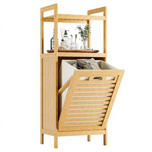 Armoire <span class=keywords><strong>à</strong></span> <span class=keywords><strong>linge</strong></span> inclinable en bambou personnalisable, 39 pouces de haut, <span class=keywords><strong>tour</strong></span> de rangement pour vêtements avec doublure amovible - Product Image 1