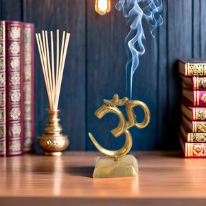 PARIJAT HANDICRAFT Gold Metal Statue Brass Om Idol Hindu Religious Symbol for Home Decor Car Dashboard <b>Mandir</b> Pooja Murti Temple - Product Image 1