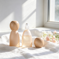 Flacons à bille en verre rechargeables haut de gamme 10ml 12ml, mignons, roses et verts, avec bouchon en bambou, pour huiles essentielles et déodorants