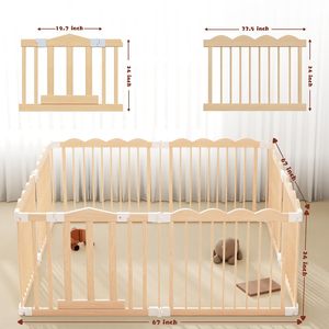 Corralito de Madera para Bebés, Plegable, de Madera Maciza, Seguro para Niños Pequeños, para Usar en la Sala de Estar - Product Image 2