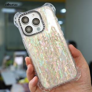 Étui de téléphone personnalisé en TPU mat résistant aux chocs, étui de téléphone magnétique en nacre naturelle pour iPhone 16 15 14 13 Pro Max - Product Image 6