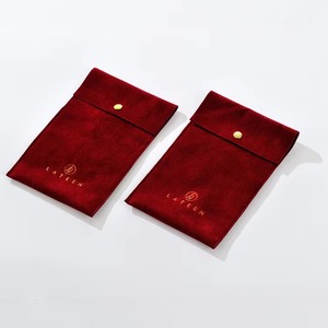 Red Cosmetic Pouch Makeup <b>Bag</b> <b>Make</b> <b>up</b> <b>Bag</b> Luxury Velvet Microfiber Suede Button Pouches for Necklace Jewelry - Product Image 3