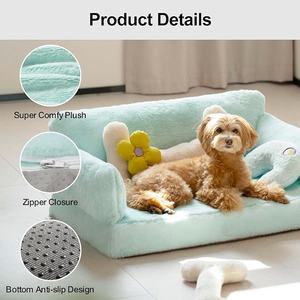 Wholesale Green Plush Flat Rectangular Detachable Waterproof Boucle Dog <strong>Sofa</strong> Bed Small Orthopedic Memory Foam Dog Couch Bed <strong>Sofa</strong> - Product Image 5