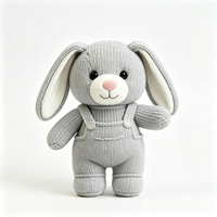 Jouet en peluche tricoté lapin gris mignon, personnalisable, dessin animé, animal en peluche doux, poupée 15cm/20cm/25cm, vente en gros, jouet en peluche personnalisé