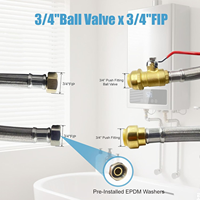 Tuyau de raccordement moderne et durable en acier inoxydable tressé de 1/2 po à connexion rapide pour chauffe-eau de salle de bain