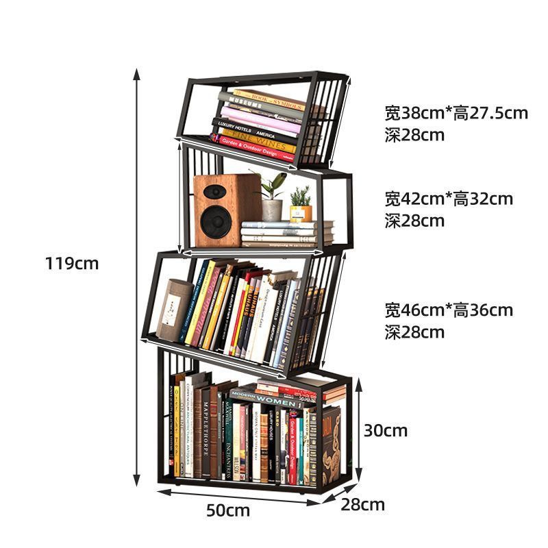 Four-tier Athens Black Slanted Bookshelf