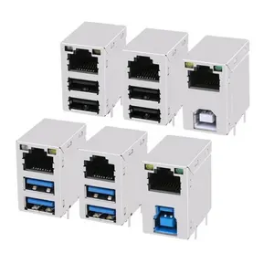 RJ45 Keystone Modular Jack Multi Port Panel Mount Shield Metal Cover Network Ethernet Connector with USB Socket