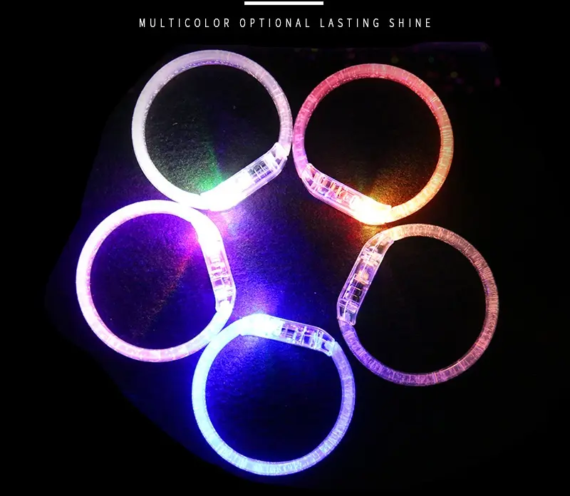 New Design Night running Concert Cheering Props Acrylic Colorful LED Luminous Flashing Bracelet With Logo Printing