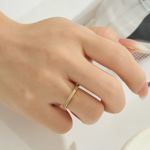 Minimalist Zircon Open Ring Pave Setting Daily Wear Unisex Fashion Jewelry Index Finger Ring - Product Image 2