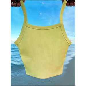 FOXA <b>Women's</b> <b>Lemon</b> Embroidery Camisole Ribbed V Neck Slim Fit <b>Top</b> Beach Outfit - Product Image 2