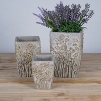 Lianda moderne minimaliste Cactus succulentes carré gris à la main ciment jardin planteur Pot de fleur décor à la maison