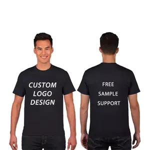 Dtg Grinting Zeefdruk Custom Tshirt Man Hoge Kwaliteit Zwart T-Shirt 100% Katoen Zwaargewicht Plus Size Mannen Ronde Hals Tshirt