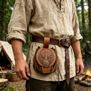 Pochette de ceinture médiévale Yggdrasil Arbre de Vie - Sac à dés Viking <span class=keywords><strong>Nordique</strong></span> pour LARP, Cosplay et DND - Product Image 1