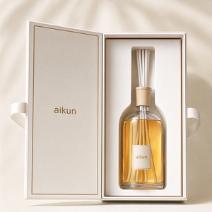 Aikun High Capacity Long Lasting Flame Free Amber Glass <b>Bottle</b> <b>Reed</b> <b>Diffuser</b> Gift Set with Absorbent Sticks in Ribbon Gift Box - Product Image 1
