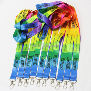 Guangzhou Manufacturer Trade Assurance Promotional Gift Custom Multi Color Rainbow Keychain Holder Polyester Neck Straps Lanyard