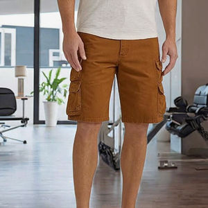 Shorts de jogging kaki tendance à séchage rapide, 100 % coton tricoté, taille mi-haute, respirant, avec cordon de serrage, pour la plage et le sport décontracté - Product Image 3