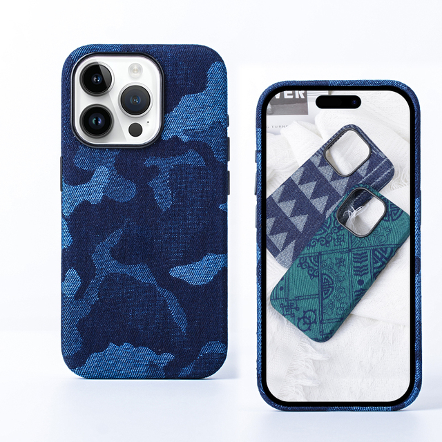 Dali 2023 Newest Fashion Jeans Denim Fabric Cowboy Style Vintage Magnetic Creative Back Cover Breathable for iphone 15 Pro Max