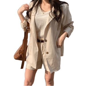 OEM Slim Fit <span class=keywords><strong>Blazer</strong></span> für Frauen Custom Baumwolle Langarm Jacken mit Knopf Dekoration All-Match Casual Fashion Tops Hot <span class=keywords><strong>Sale</strong></span> - Product Image 1