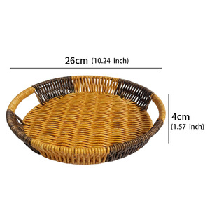 Handgemaakte, ecovriendelijke, duurzame, geweven rotan plastic opbergmand met opvouwbare handgrepen, stapelbaar ontwerp voor het opbergen van fruit/groenten - Product Image 4