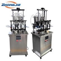 Machine de remplissage de liquides sous vide pneumatique semi-automatique à 4 têtes Zhongjie pour cosmétiques et parfums, capacité 10-500 ml, contrôle PLC, pour cartons