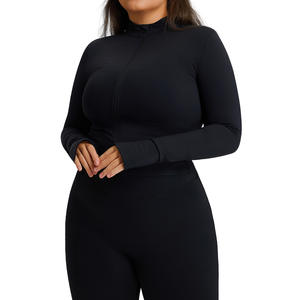 Chaqueta Deportiva de Manga Larga para Mujer, con Cierre, de Secado Rápido, para Fitness, Otoño Invierno, Tallas Grandes, Spandex/Nailon - Product Image 3