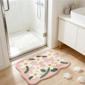Alfombra <span class=keywords><strong>de</strong></span> Baño Absorbente <span class=keywords><strong>de</strong></span> Agua <span class=keywords><strong>de</strong></span> Secado Rápido y Fácil <span class=keywords><strong>de</strong></span> Limpiar con Diseño <span class=keywords><strong>de</strong></span> Flores Bonitas, Imitación Cachemira, para Baño y Entrada del Inodoro - Product Image 2