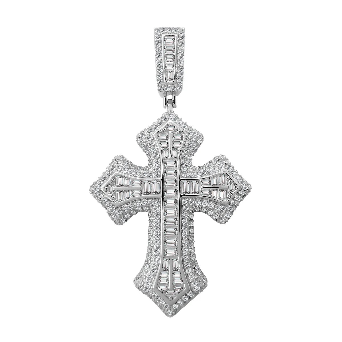 Новое поступление 925 стерлингового серебра роскошный крест кулон с кубическим Цирконом для мужчин ювелирные изделия