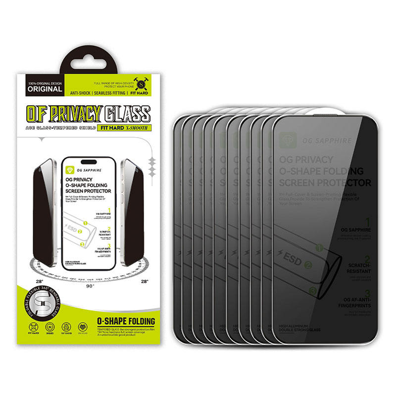360-degree foldable anti-peeping tempered glass screen protector