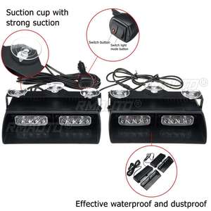 2 pièces, 12V, 16 LED, feux de signalisation d'urgence pour pare-brise de voiture, feux stroboscopiques pour tableau de bord, lampes de signalisation pour camion, SUV, feux clignotants de circulation, 23 modes - Product Image 2