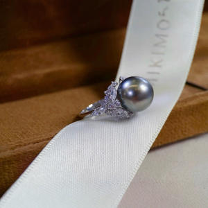 ชุดราชินีน้ำแข็งเงินแท้ 925 ประดับด้วยเพทาย แหวนไข่มุกสีเทาธรรมชาติขนาด 11-12 มม. อุปกรณ์เสริม - Product Image 4