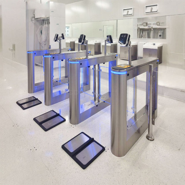 Chun Anjia Face Biometric Access Control System Golden Swing Barrier Turnstile One Side Locked Swing Turnstile Gate With Display