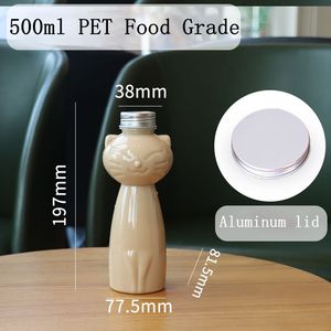 Customized Empty Food Grade <strong>500</strong> ml Cat Shape PET <strong>Plastic</strong> Soda Juice Drinks Packaging <strong>Bottle</strong> with Metal Screw Cap - Product Image 5