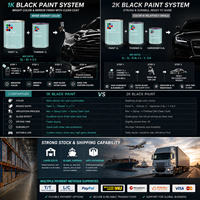 Peinture automobile noire vernie en gros 1K 2K Revêtement de finition automobile Peinture auto Fournisseur d'usine OEM ODM