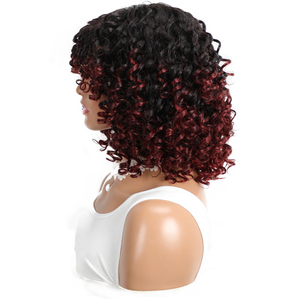 Parrucca Bob in Capelli Umani Ricci Crespi Sfumati Rosso-Rame per Donne di Colore, Lunghezza Corta o Lunga, Completamente Realizzata a Macchina, Senza Colla, Base in Pizzo - Product Image 3