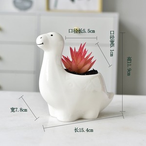 Maceta <span class=keywords><strong>de</strong></span> Cerámica Blanca <span class=keywords><strong>con</strong></span> <span class=keywords><strong>Forma</strong></span> <span class=keywords><strong>de</strong></span> Dinosaurio, Maceta Creativa para Plantas Suculentas, Decoración para el Hogar, Maceta para Bonsái, para Plantar en el Jardín - Product Image 4