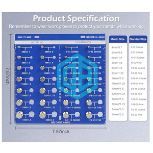 Màu Xanh Vuông Dễ Dàng Cài Đặt Nut Bolt Chủ Đề Kiểm Tra Thép Và Hợp Kim Nhôm Tự Làm Đo Cho Xác định Chủ Đề OEM Dụng Cụ Tay - Product Image 6