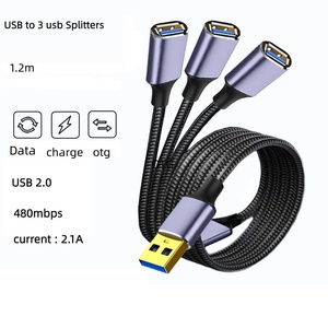 120 厘米全新 50 厘米/120 厘米 USB 2.0 转 3 X USB 集线器分线器延长线转换器适用于笔记本电脑和手机 - Product Image 1