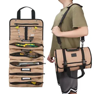 Wholesale Custom Portable Canvas Rolling Tools Tote Bag Carrier Hardware Tool Roll Bag