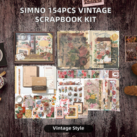 Kit de fournitures de scrapbooking vintage esthétique de 154 pièces avec fleurs botaniques pour papeterie, cadeau, papier pour adultes